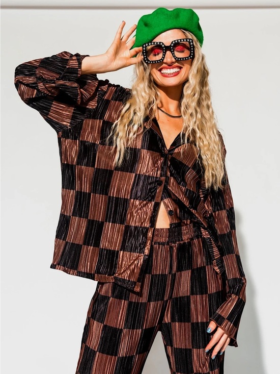 Dressed in LALA Pants - NEW SOLD OUT SIZE M ✨ Dressed in LALA Black and Mocha Checkerboard Set